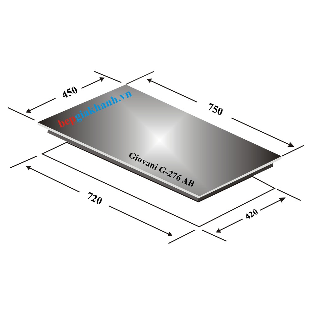 Bếp gas âm 2 vùng nấu Giovani G-276 AB sản xuất Trung Quốc