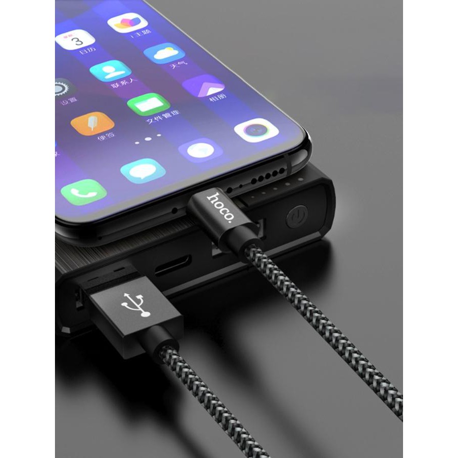 2 dây cáp sạc Hoco X14 max Micro USB sạc nhanh 3A dây dài 1m chất liệu bện dù chống gãy gập bền bỉ dành cho Samsung Oppo