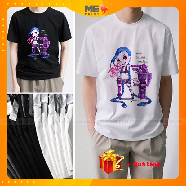 Áo jinx lol cotton 83% chất xịn mát mẻ, áo liên minh huyền thoại, in tướng lmht unisex  - PrintME Sh