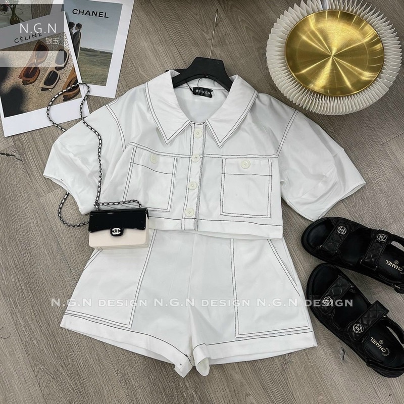 SET ÁO CROP VIỀN + SHORT 2M SIU XINH ✌️✌️ ❤️