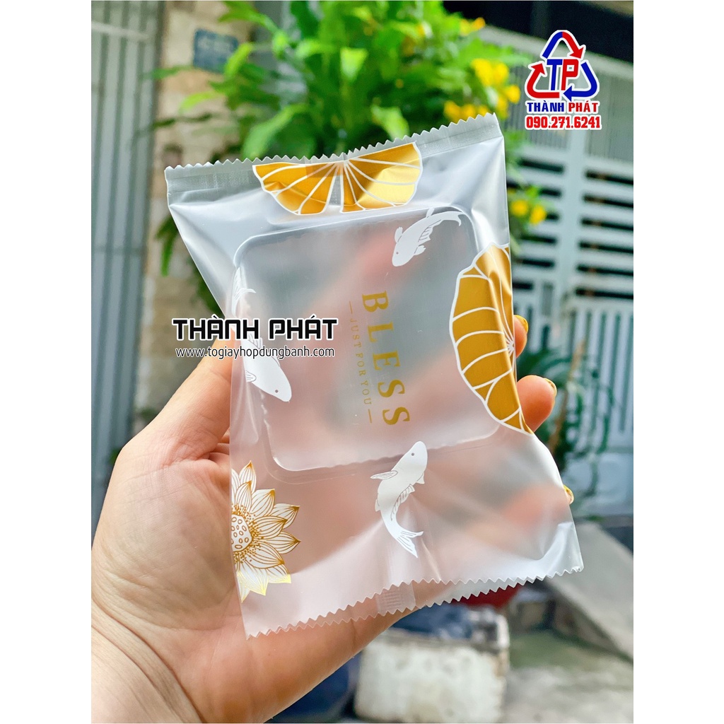 100 Khay 7cm kèm túi ép miệng đựng bánh trung thu 50g - 75g - Mẫu mới 2023