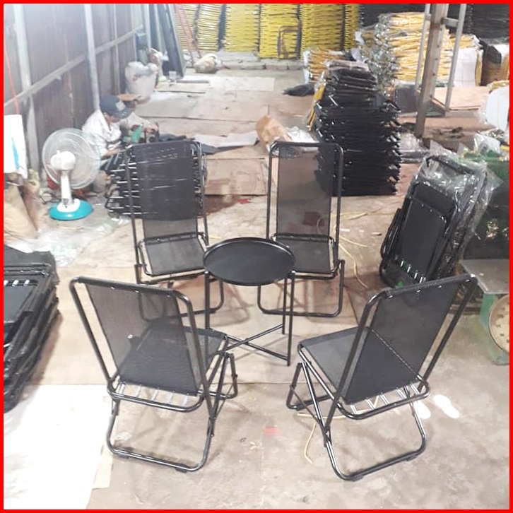 Ghế xếp cà phê khung sắt sơn tĩnh điện