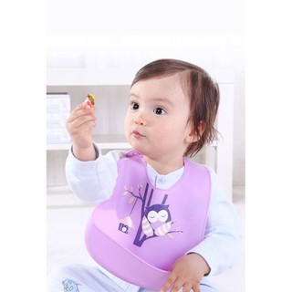 Yếm ann dặm Silicon cho bé HAPPY BEAR yếm ănn dặm cao cấp có máng hình thú cho bé