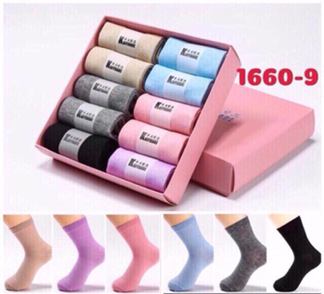 Hộp 10 đôi tất chống hôi kháng khuẩn xuất nhật nam nữ