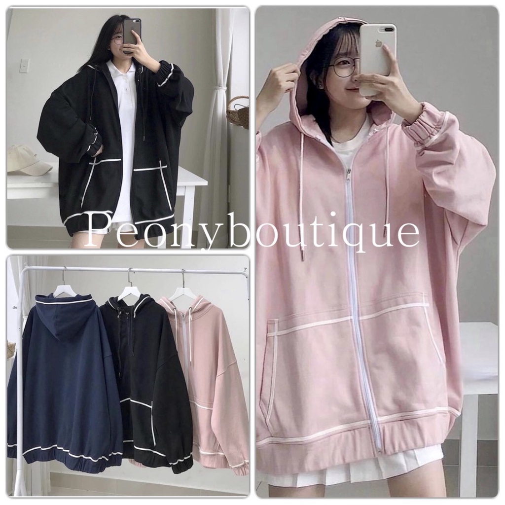 🌸 Jacket form rộng có mũ màu ĐEN | HỒNG | XANH TÍM THAN Ulzzang 🌸