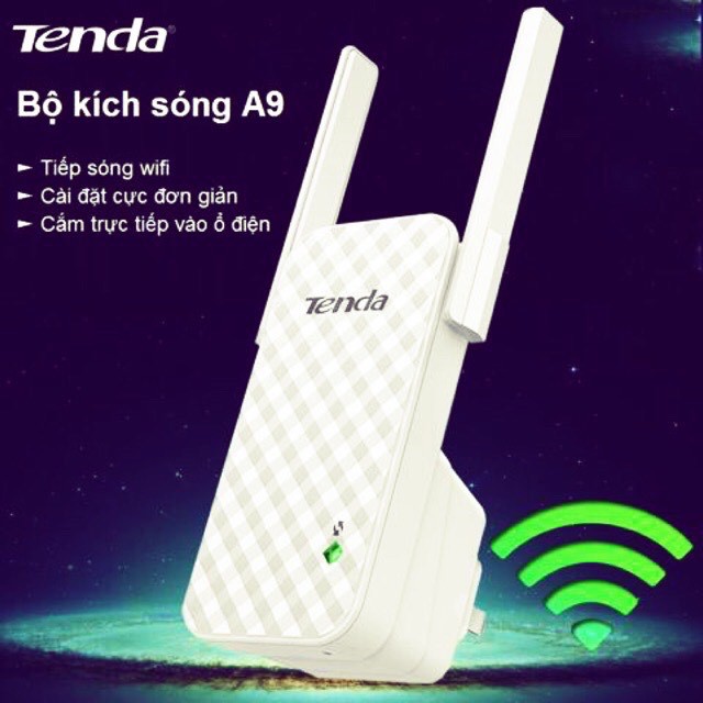 Bộ kích sóng Wifi Tenda A9 Chuẩn N 300Mbps - Hãng phân phối chính thức