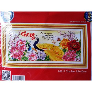 Tranh thêu chữ thập cha mẹ 88817