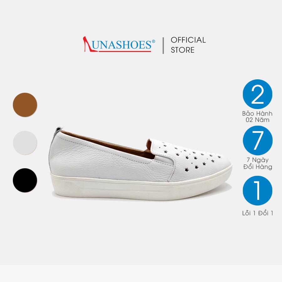 Giày slipon nữ da bò thật LUNASHOES 710 màu đen nâu trắng fullsize bảo hành 24 tháng 1 đổi 1