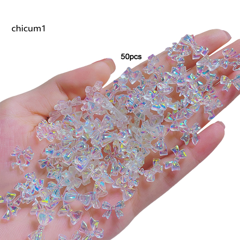 [Hàng mới về] Set 50 phụ kiện trang trí móng tay hình nơ 3d