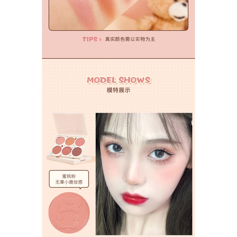 Bảng Phấn Má Hồng KISS BEAUTY Lâu Trôi Sáng Da Tự Nhiên