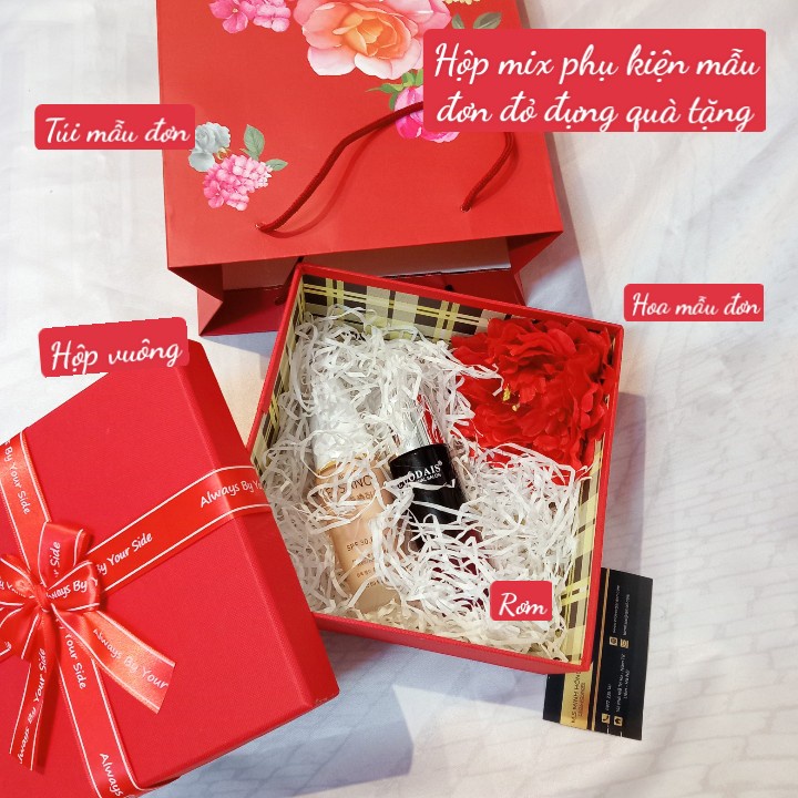 (18,5x9cm) Hộp quà hình vuông mix sẵn phụ kiện + tặng kèm túi đựng quà tặng sinh nhật, quà 20/10, 8/3, valentine (A10)