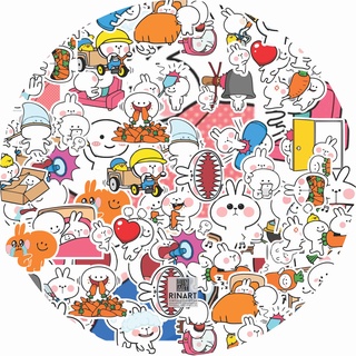 Bộ 100 sticker thỏ cute siêu quậy dùng để trang trí điện thoại di động/ván trượt/vali không để lại dấu keo