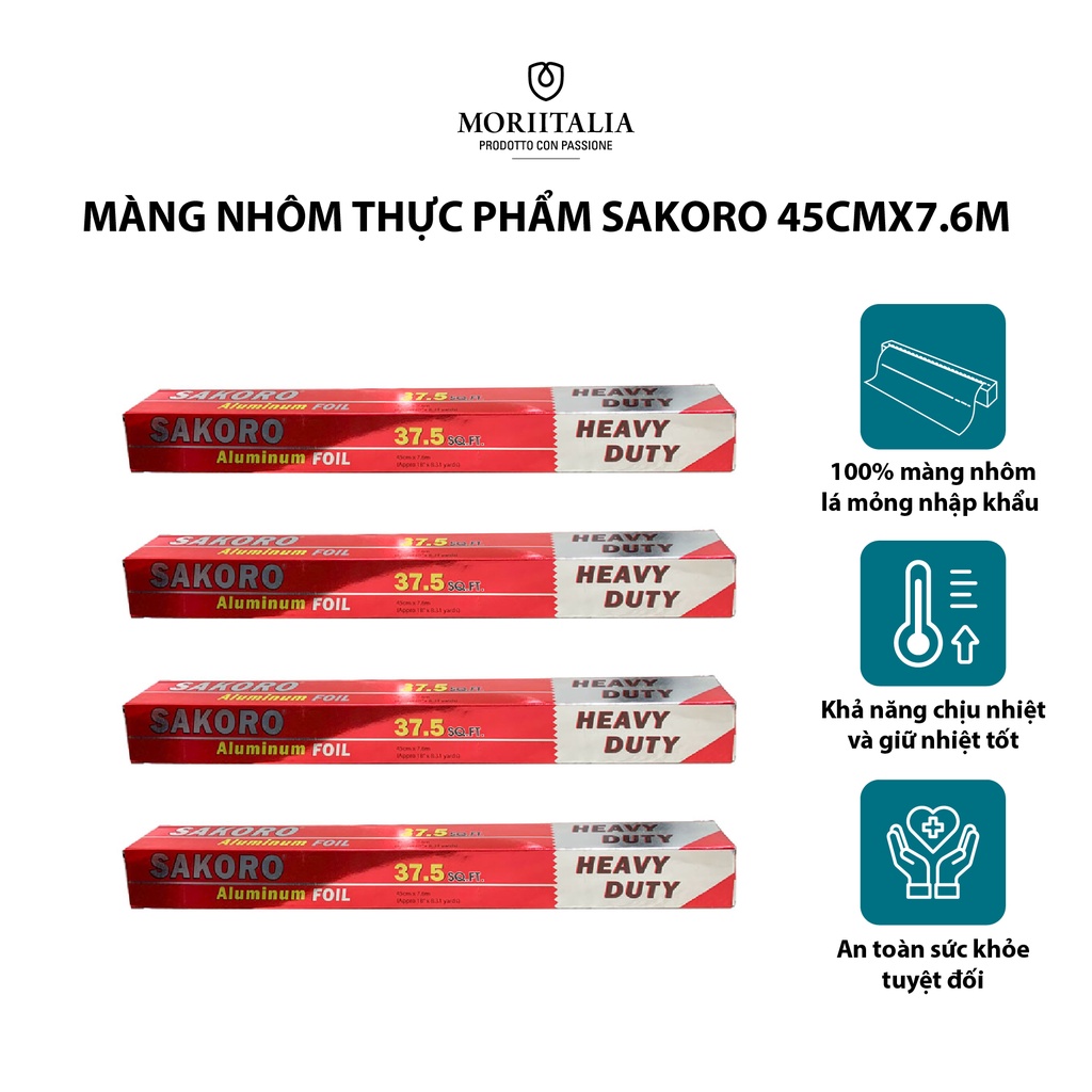 Màng nhôm thực phẩm (giấy bạc) Sakoro nướng thịt, bảo quản thực phẩm Moriitalia MNTP00036858