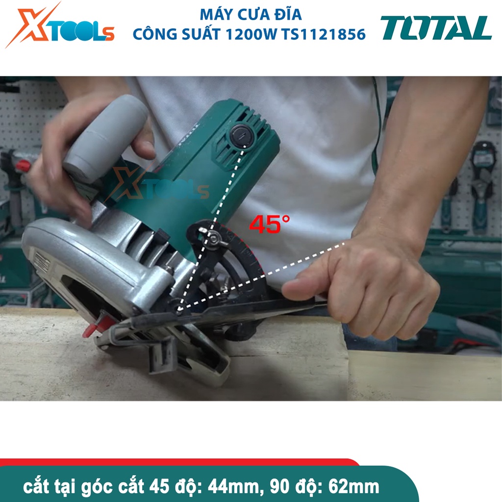 Máy cưa đĩa tròn Total Máy cưa gỗ đĩa tròn 1200W-2200W Điện áp 220-240V~50/60Hz, Tốc độ 5000rpm [CHÍNH HÃNG][XTOOLS]