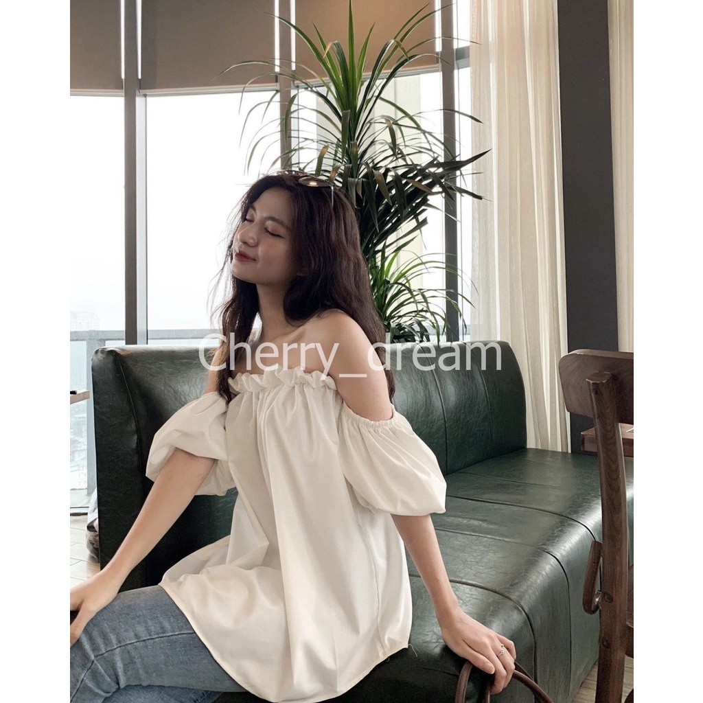 Áo trễ vai tay bồng, Áo kiểu nữ tay 2 lớp