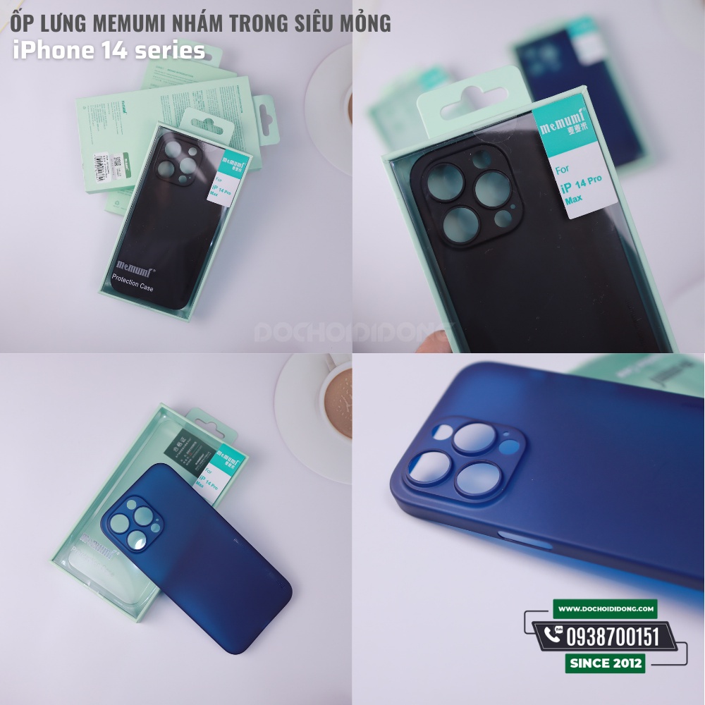 Ốp lưng cho iPhone 14 - 14 Plus - 14 Pro - 14 Pro Max Memumi nhám trong siêu mỏng