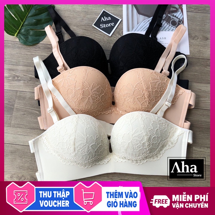 Áo ngực không dây chống tuột nửa quả, áo lót su đúc phối ren cao cấp hot trend 2021 [Aha Store]