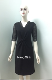 Đầm xoắn eo phối ren