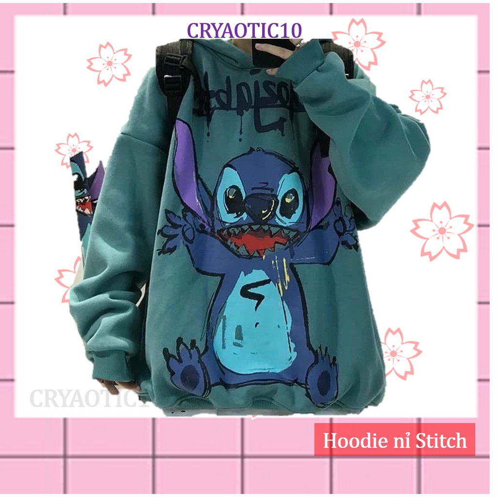 [Kèm hình thật] Áo hoodie Stitch nỉ hoodie cartoon unisex cryaotic10