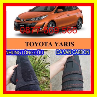 Thảm chống nóng taplo toyota yaris 3 lớp 2021-2020-2019-2018-2017-2010-nhung lông cừu-da vân carbon-nhung lông cừu