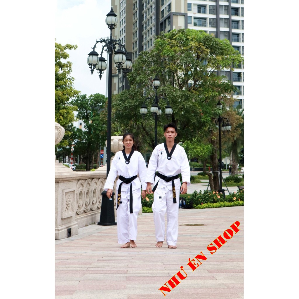 COMBO Võ phục Taekwondo MOTO & Đai đen cao cấp (2 vòng) .