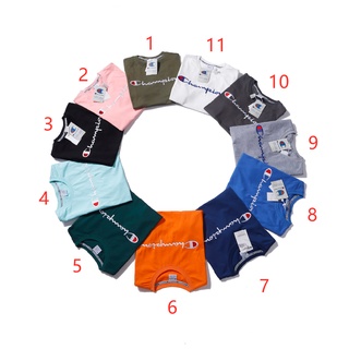 Áo Thun Cotton Tay Ngắn Cổ Tròn Thêu Chữ Champion 11 Màu Thời Trang Mùa Hè Cho Cặp Đôi