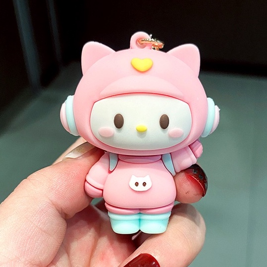 Móc Chìa Khoá Hoạt Hình Mèo Ngoài Hành Tinh Sáng Tạo Dễ Thương
