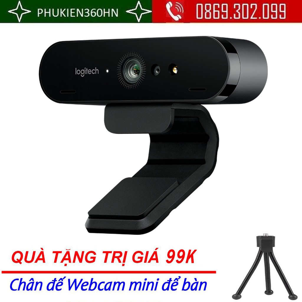 (QUÀ TẶNG 99K) Webcam Logitech BRIO - 4K Ultra HD, tổ chức hội nghị video,... Hàng Chính Hãng