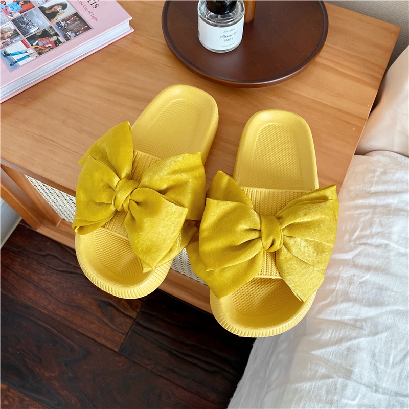 có hàng sẵn Dép bánh mì nữ quai ngang đính nơ cute đế cao êm chân TTH343