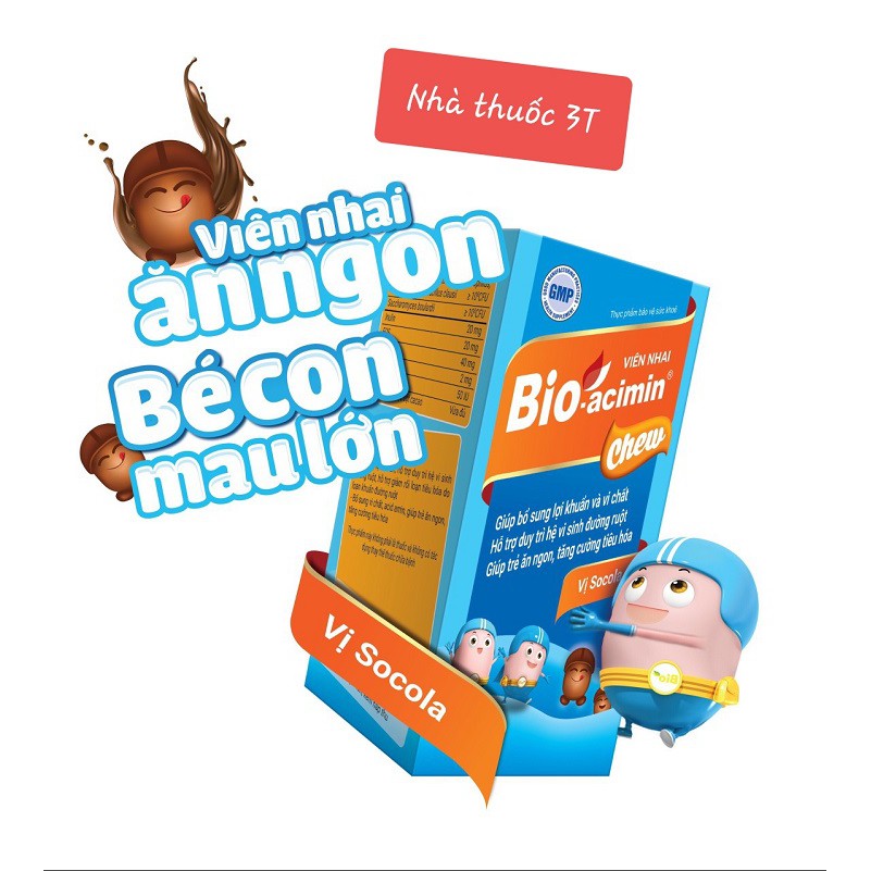 Viên nhai ăn ngon, bé con mau lớn, Bio-acimin chew, men vi sinh vị socola. | BigBuy360 - bigbuy360.vn