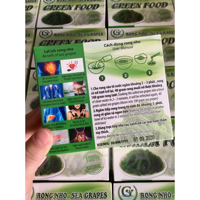 Hộp 200gr Rong nho Green food Cao cấp Hàng xuất khẩu Không tanh không nhớt