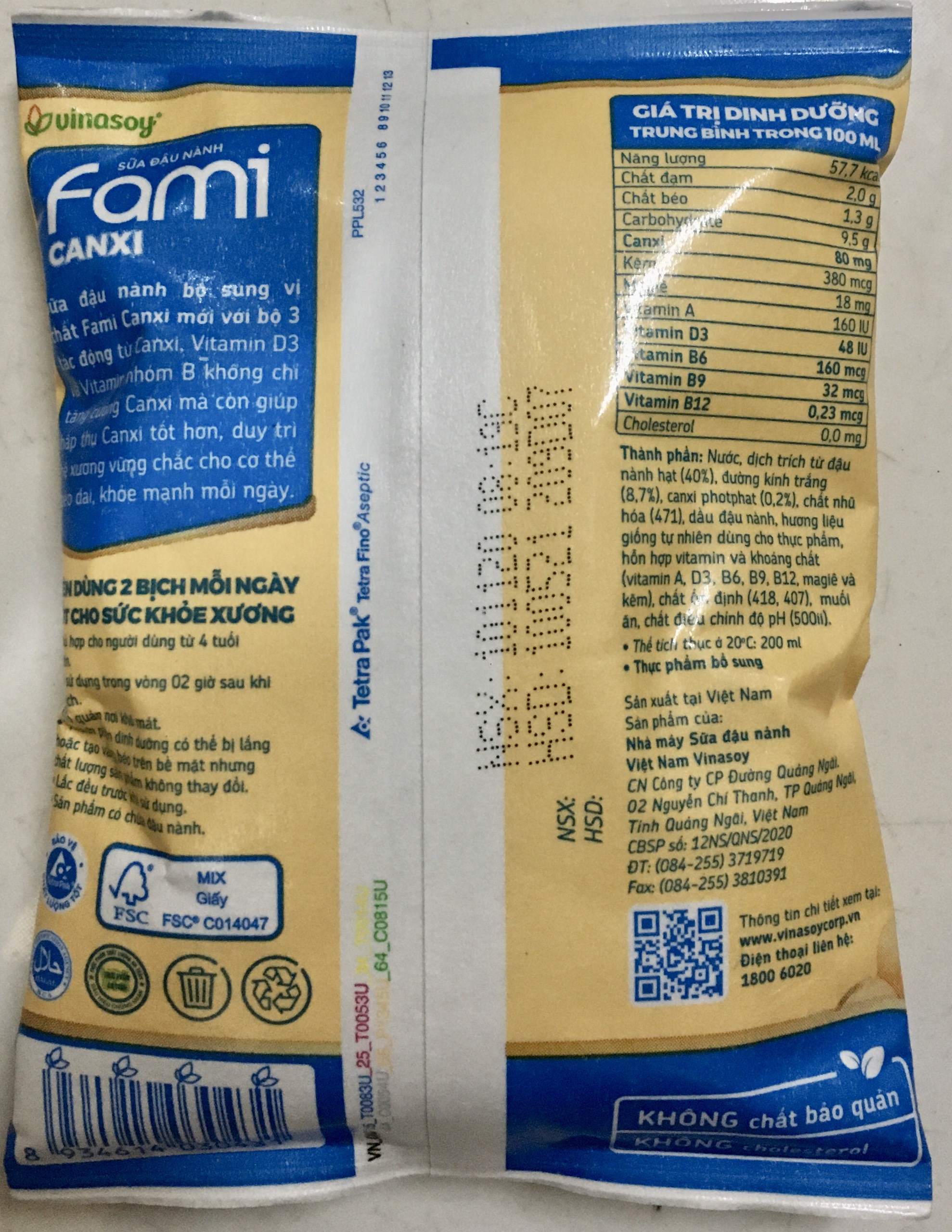 Sữa đậu nành Fami Canxi 200ml