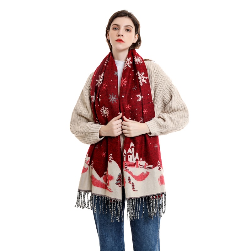 Khăn Choàng Cổ Bằng Len Pashmina Thời Trang Giáng Sinh Cho Nữ
