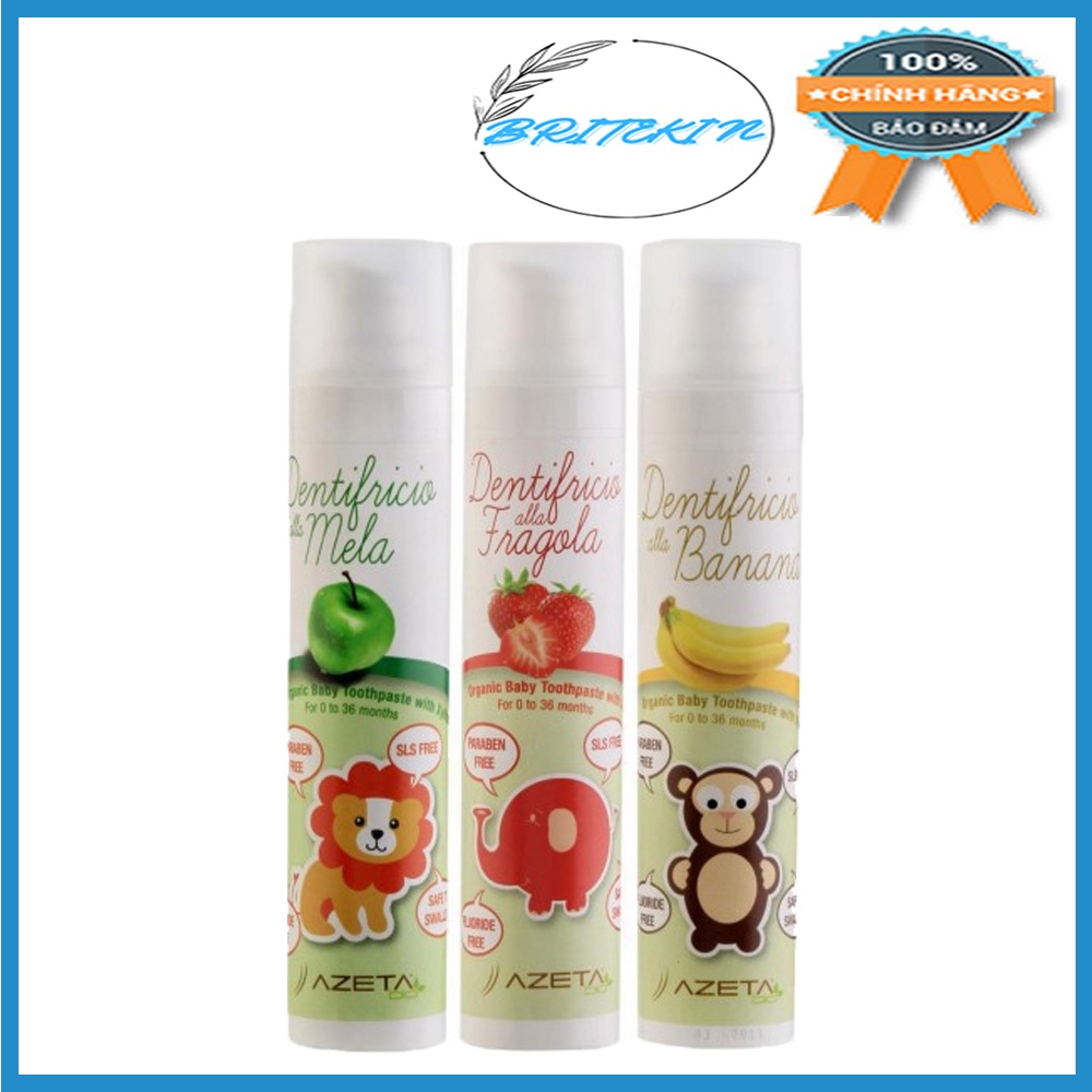 Gel Đánh Răng Hữu Cơ Azetabio Cho Bé Từ 1 Tuổi Trở Lên (vị đào, chanh, dâu rừng, cam) 50ml