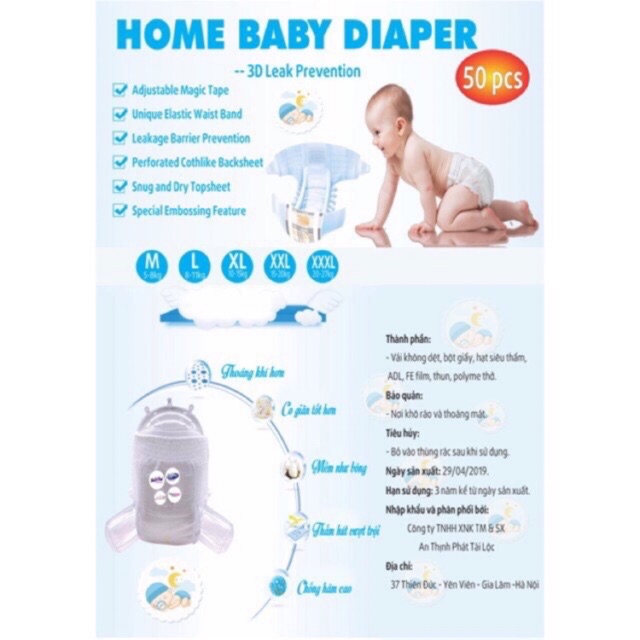 100c Bỉm quần Home Baby Diaper size M L XL XXL XXXL