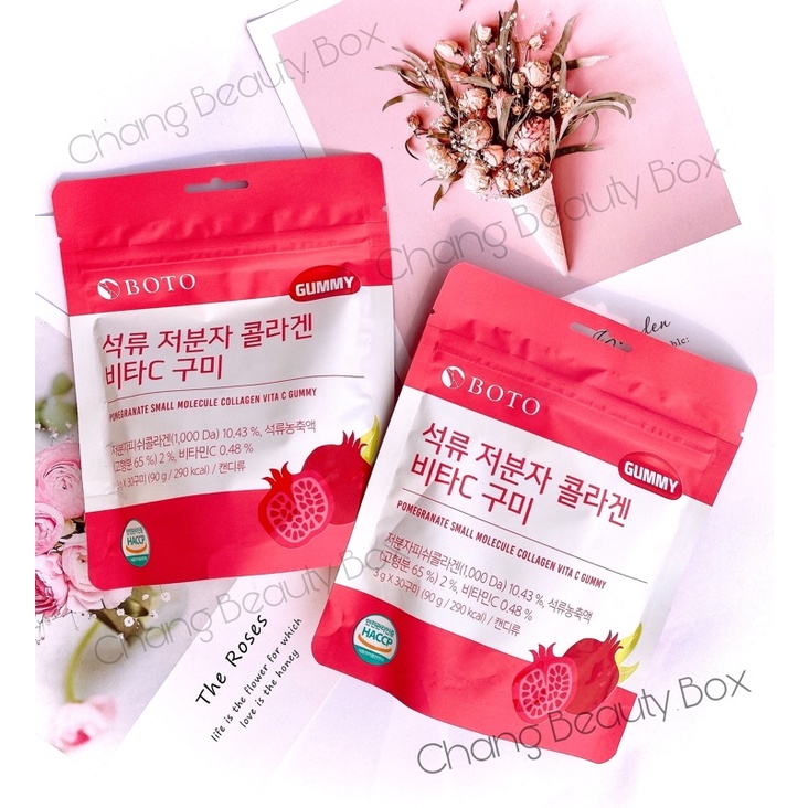 Kẹo dẻo vị lựu Dưỡng da sáng mịn- Boto Collagen Gummy