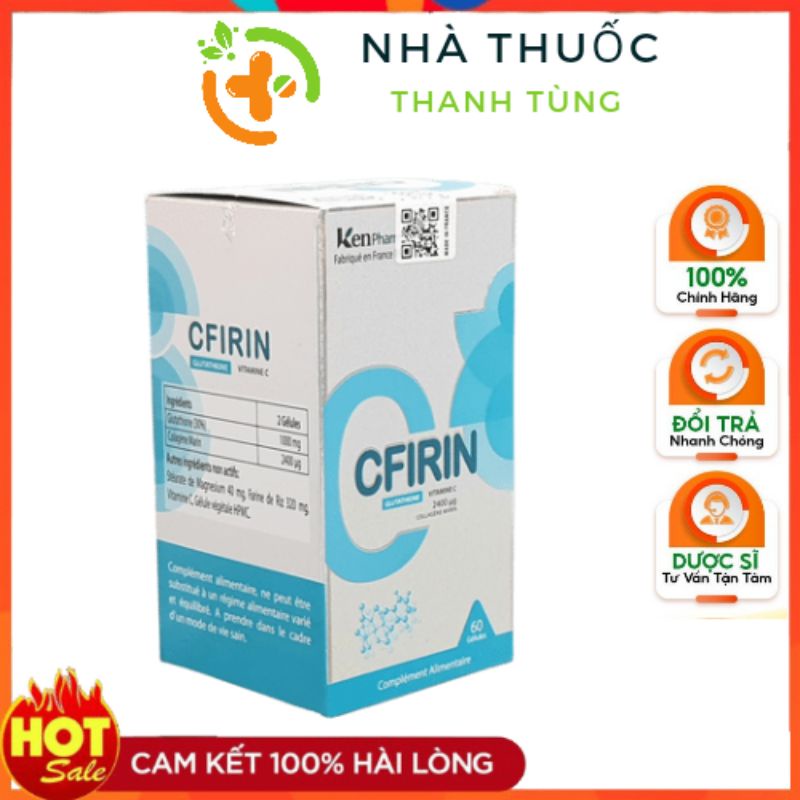 Viên uống trắng da Glutathion Cfirin lọ 60 viên của pháp