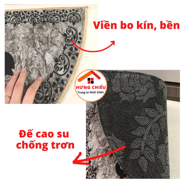 Thảm lau chân bán nguyệt, Thảm chùi chân 3d cao cấp mặt sau chống trượt kích thước 40x60 cm