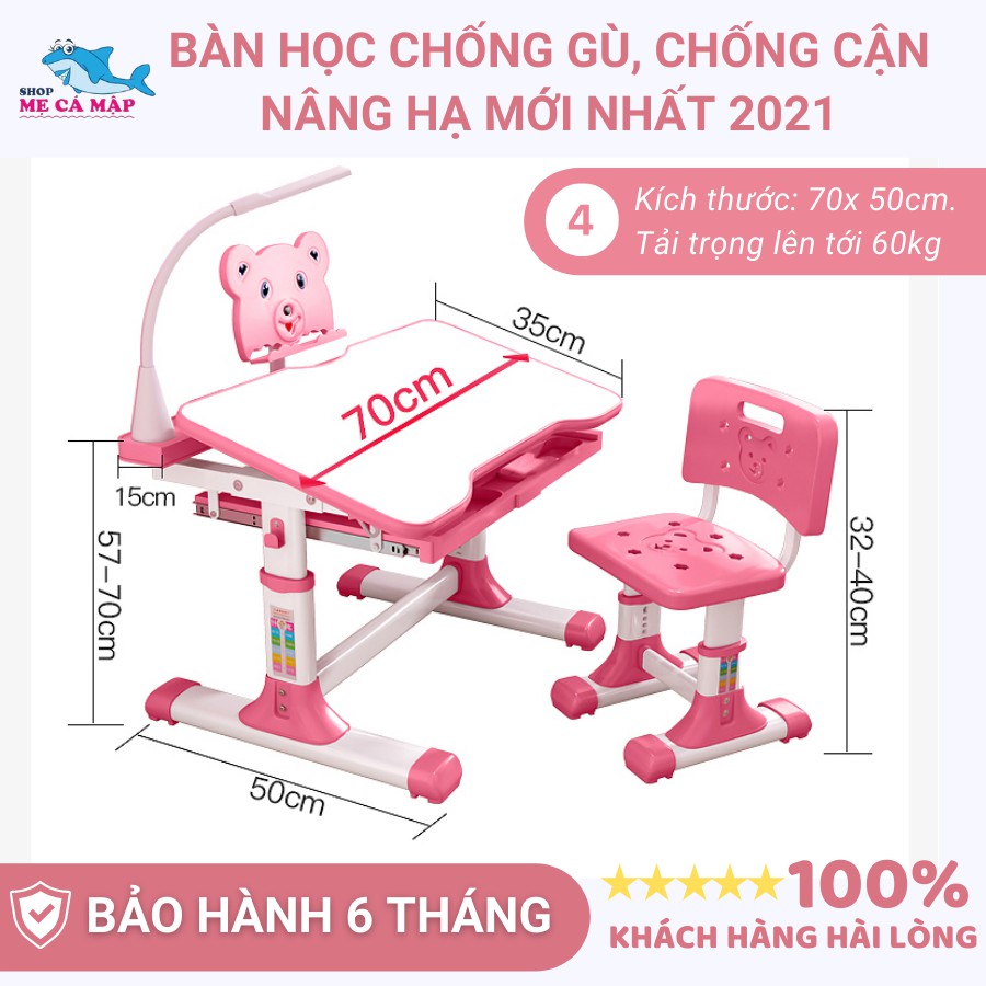 [Xả kho] Bàn học sinh chống gù chống cận, KÈM GHẾ + ĐÈN LED + GIÁ SÁCH, bàn học thông minh trai bé gái nâng cấp