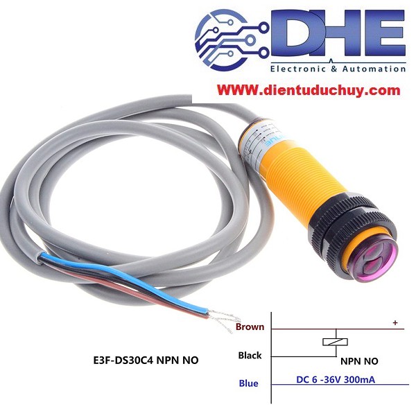 CẢM BIẾN VẬT CẢN QUANG ĐIỆN HỒNG NGOẠI E3F-DS30C4, 0-30cm, ĐIỆN ÁP 6-36VDC, NPN, THƯỜNG MỞ NO, CHỐNG NHIỄU TỐT