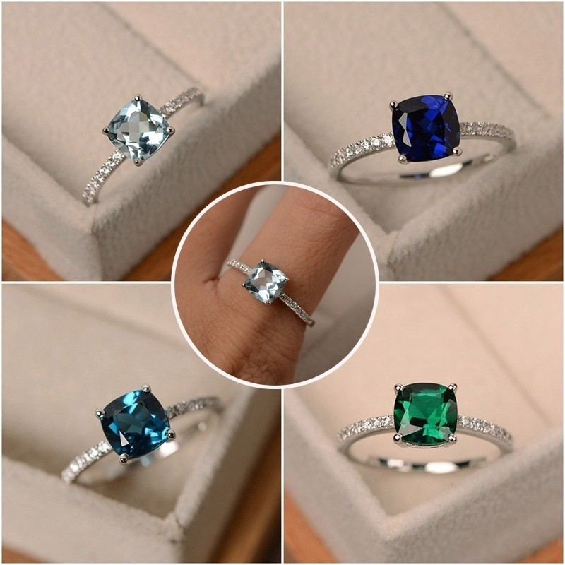 Nhẫn mạ bạc 925 đính đá topaz sang trọng thời trang cho nữ