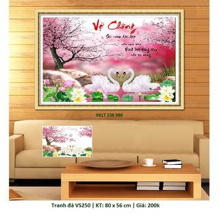 Tranh đính đá thư pháp vợ chồng VS250 (80 x 56 cm)