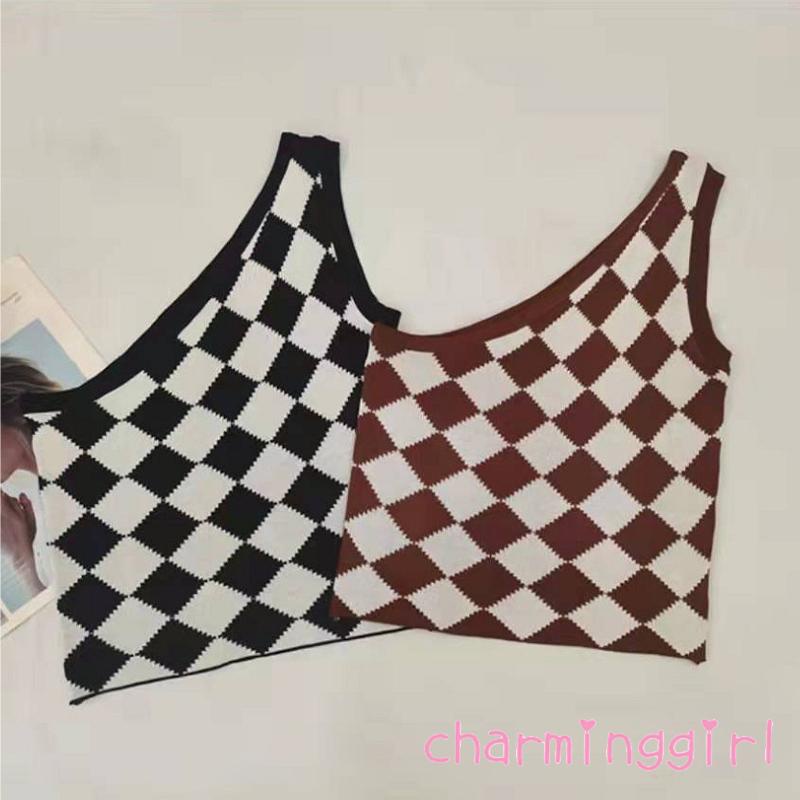 Áo croptop hai dây họa tiết kim cương thời trang cho nữ