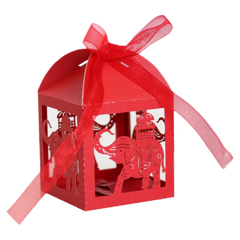 Set 50 Hộp Đựng Kẹo Hình Voi Có Ruy Băng Cho Tiệc Cưới