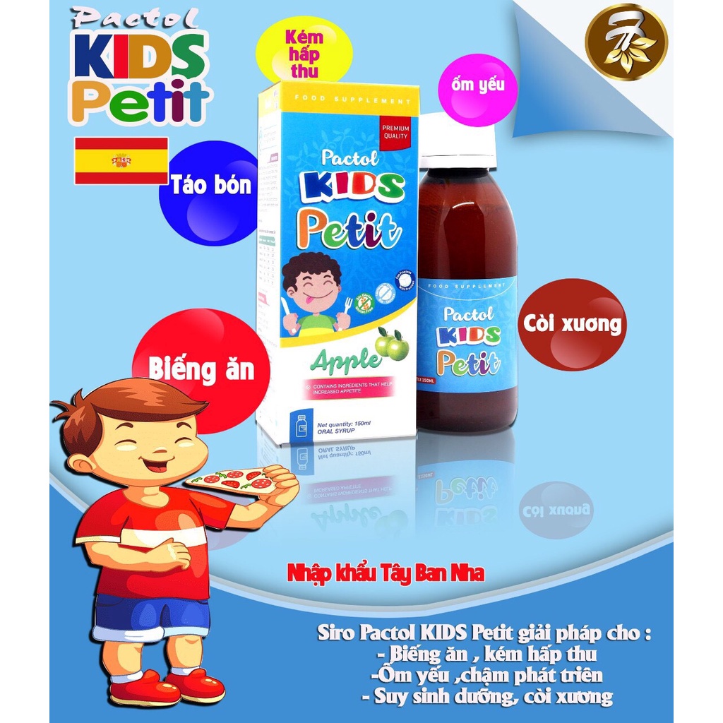 PACTOL KIDS PETIT Hương Táo, Giúp Bé Ăn Ngon, Tăng Sức Đề Kháng, Nhập Khẩu Italy (150ml)