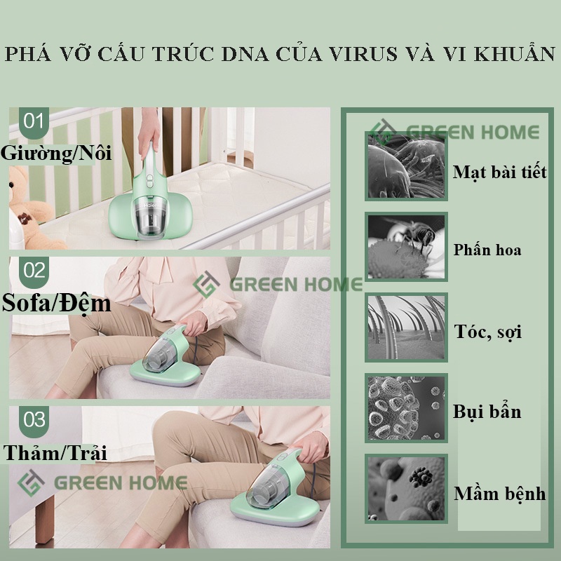 Máy hút bụi giường nệm Haier diệt khuẩn tia UV - Máy hút bụi giường nệm sofa lực hút mạnh - Bảo hành 2 năm