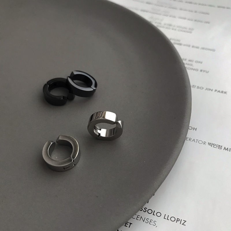 Khuyên Tai Dạng Kẹp Hình Tròn Phong Cách Hiphop Thời Trang