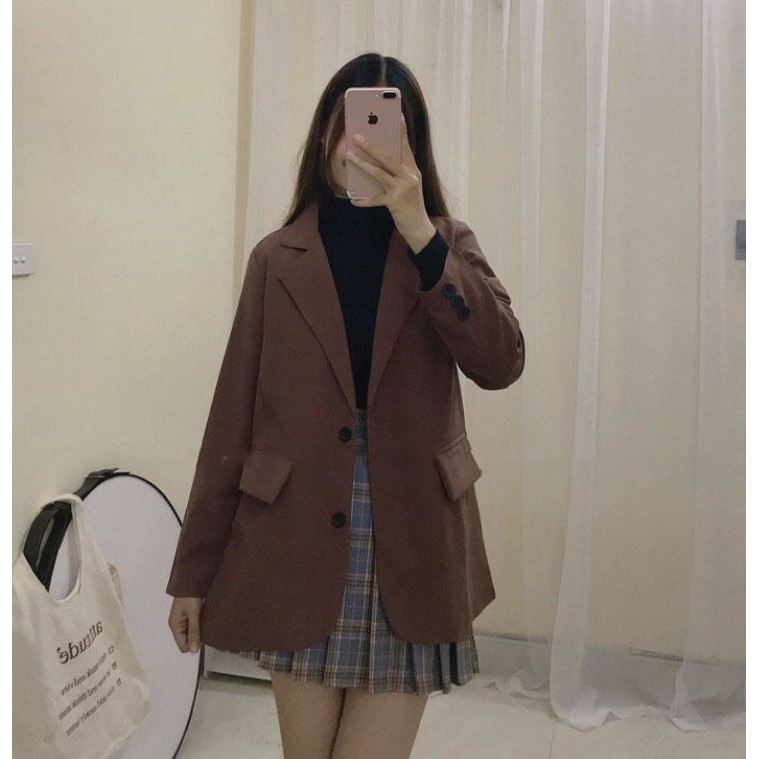 ao Blazer nữ 2 lớp túi nắp Hàn Quốc - Áo vest màu đen ulzzang | BigBuy360 - bigbuy360.vn