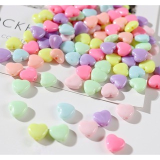 Hạt nhựa trái tim màu pastel xỏ lỗ 2 đầu
