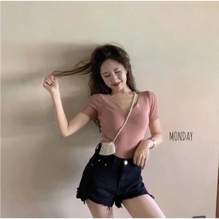 G03. 0318. ÁO LEN CỔ TIM TAY NGẮN